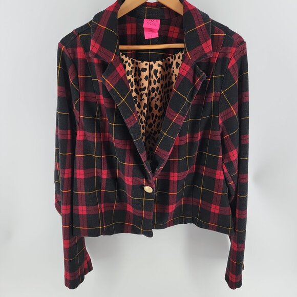 ✨ Torrid ♥ Betsey Johnson Tartan Plaid Cropped Blazer – Size 5 (26/28) ✨ - Picture 3 of 8